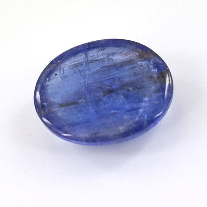 Oval-shaped blue gemstone with a smooth, polished surface.