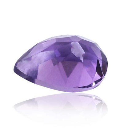 Faceted purple gemstone with a teardrop or pear-shaped cut.