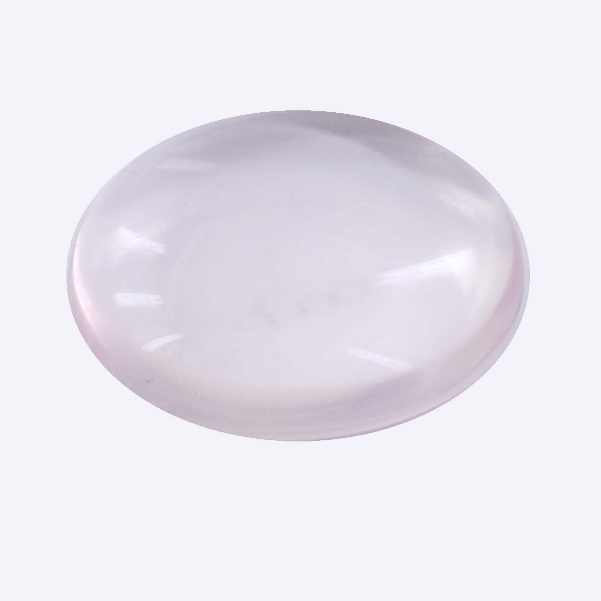 Smooth, oval-shaped white gemstone with a pearly luster.