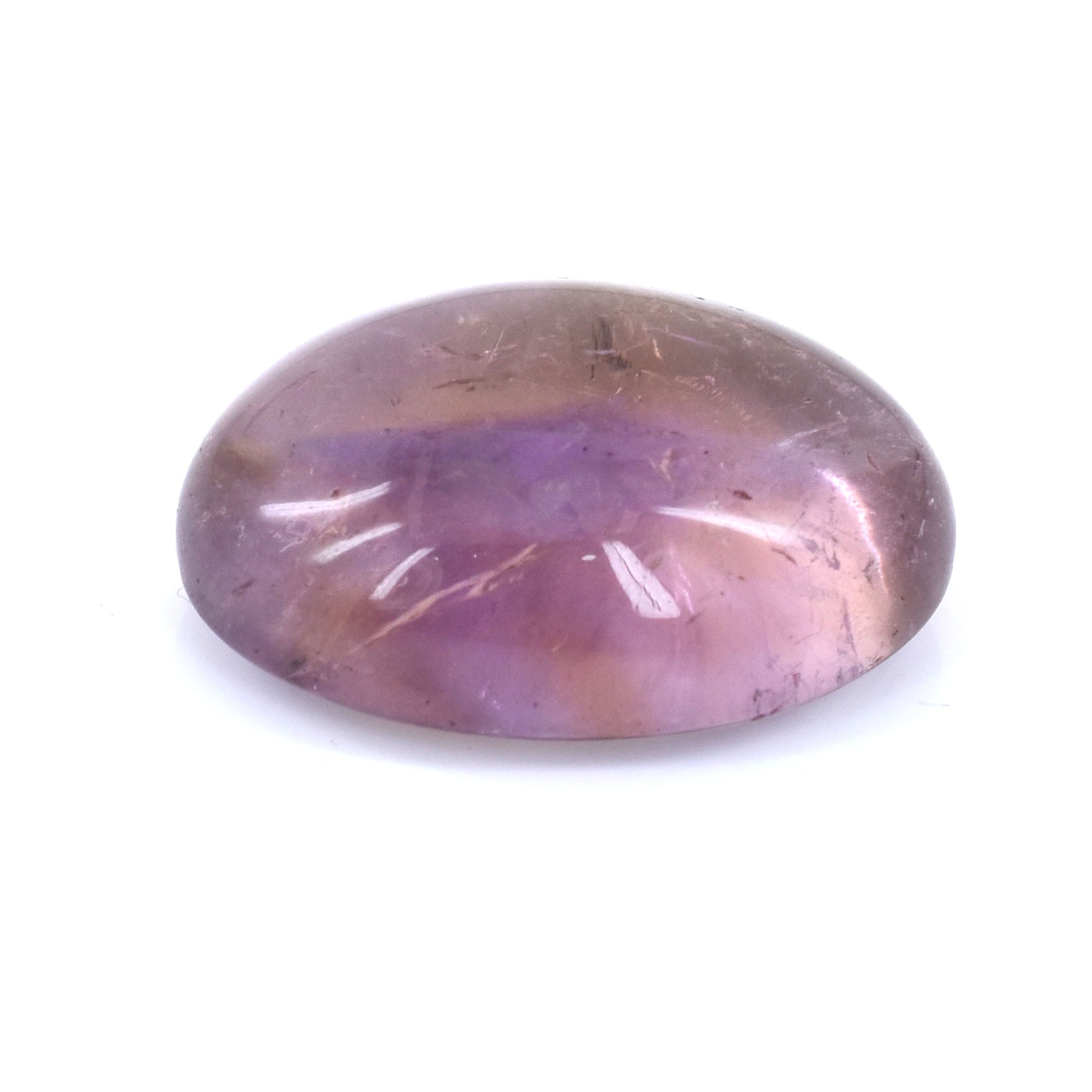 Smooth, oval-shaped purple gemstone with a polished surface.