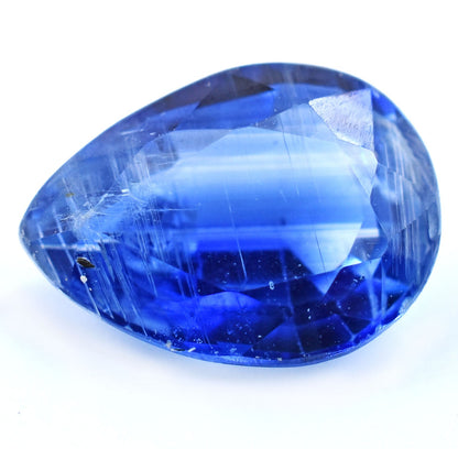 Brilliant blue sapphire gemstone with a teardrop shape and faceted cut.