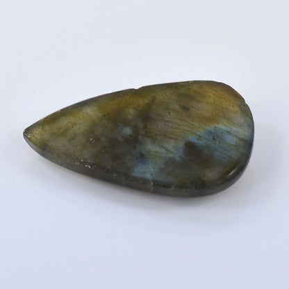 Teardrop-shaped gemstone with mottled green and blue coloration.