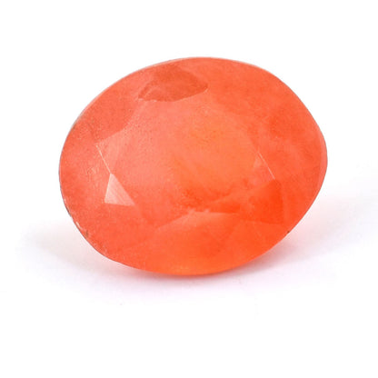 Oval-shaped orange gemstone with a faceted cut.